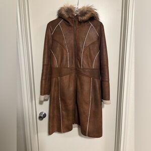 Marc New York by Andrew Marc Timeless Sherpa lined Suede coat with Fur Hood